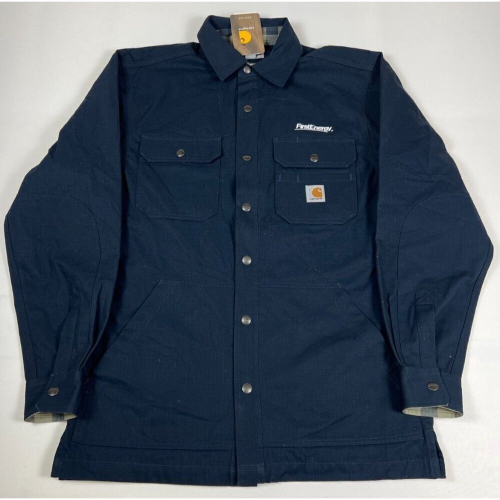 Carhartt Ripstop Blue Solid Shirt Jacket Flannel Lined Mens Small NWT